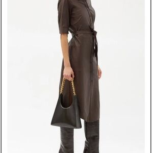 STAUD Rey Black Handbag with Gold Chain